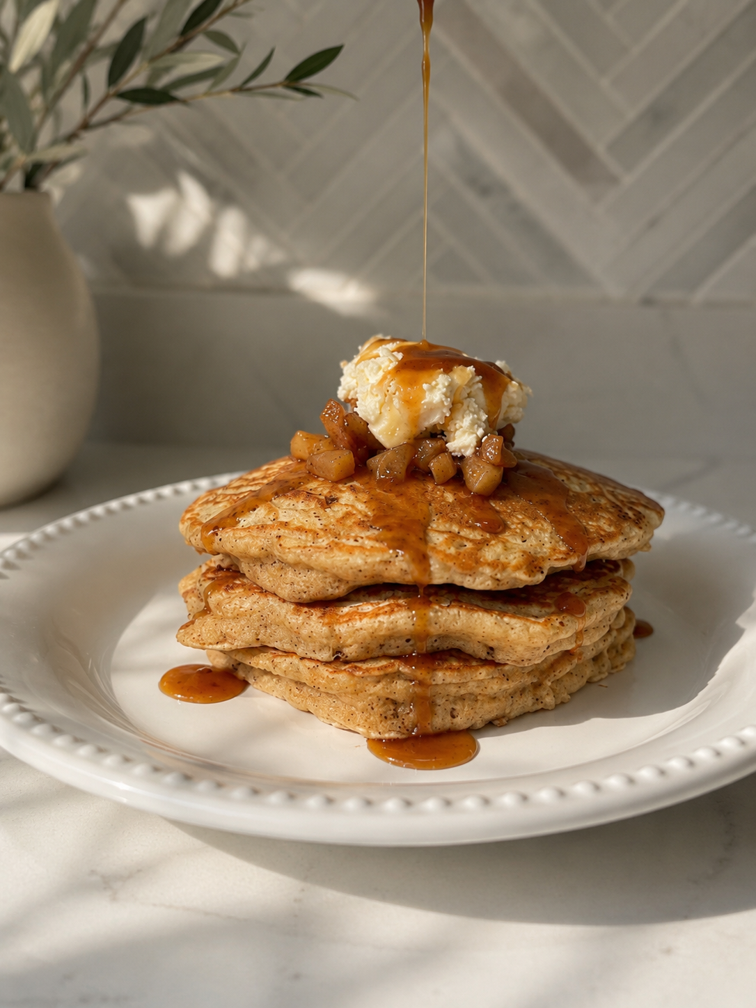 Apple Crumble Stuffed Pancakes