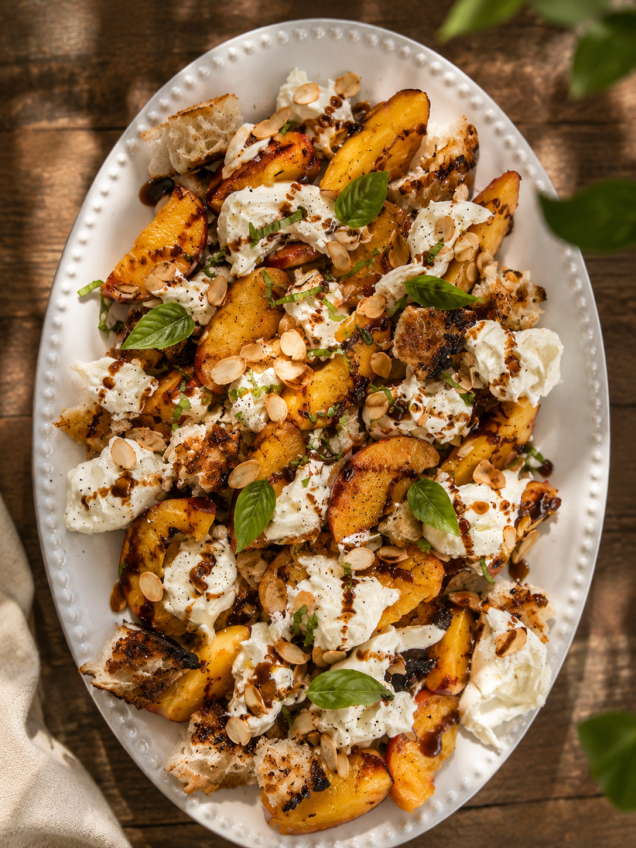 Grilled Peach & Burrata Summer Panzanella